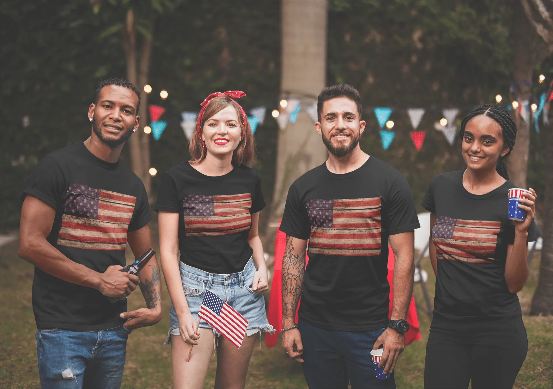 Men's Distressed USA T-shirt