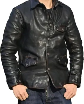 Men's Vintage Distressed Black Biker Leather Coat | Genuine Classic Black Slim Fit Coat | Casual Fashion Wear Leather Coat