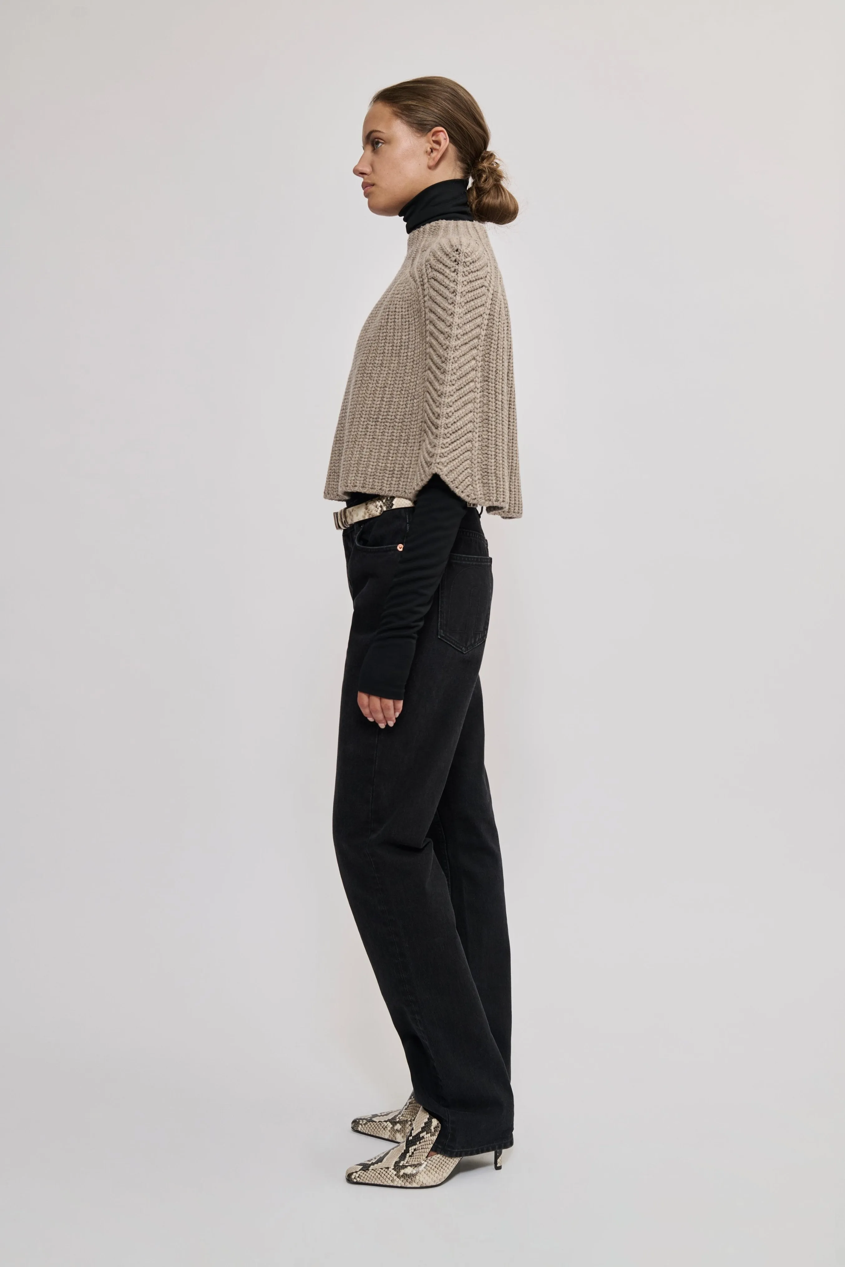 Merino/cashmere poncho beige melange