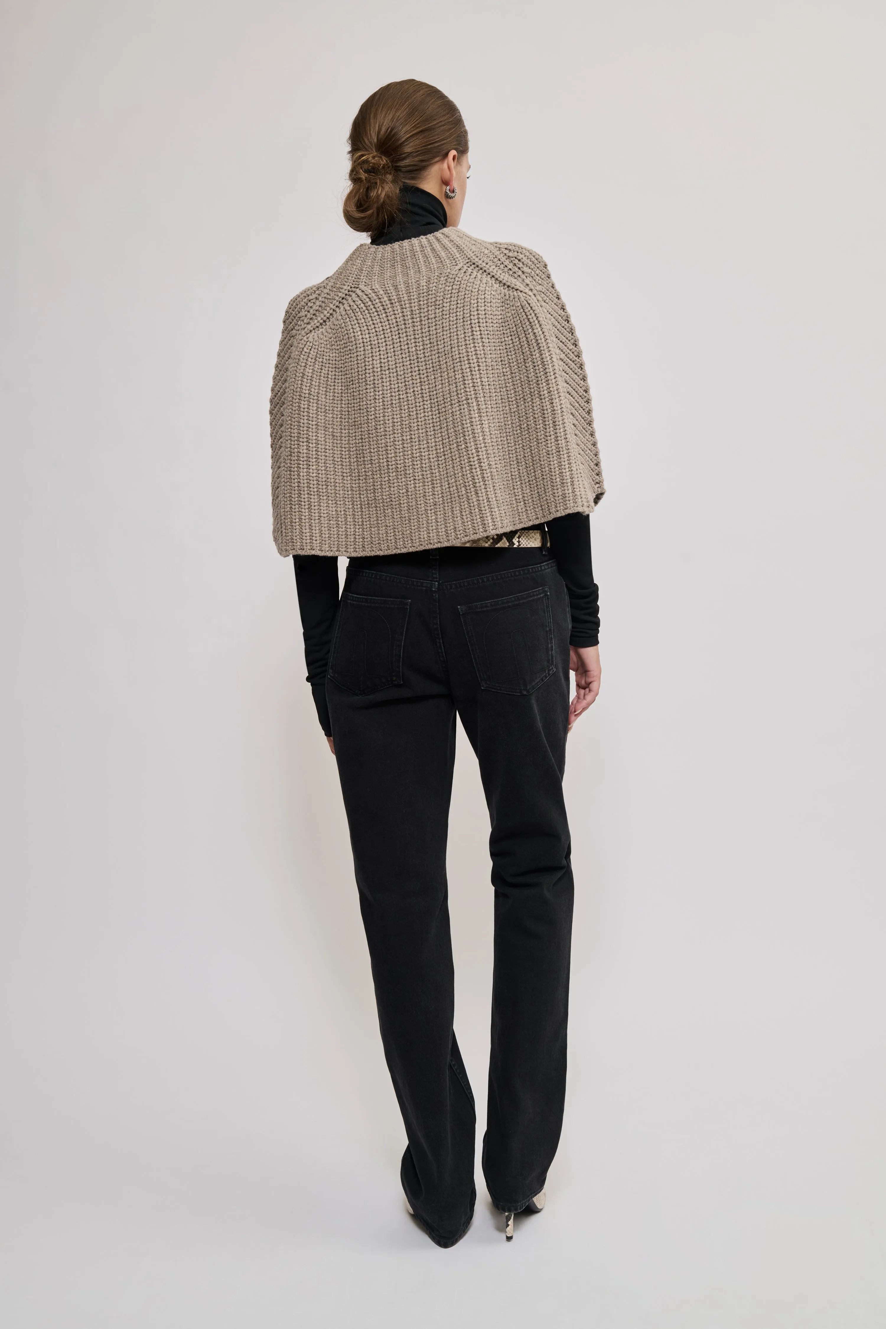 Merino/cashmere poncho beige melange