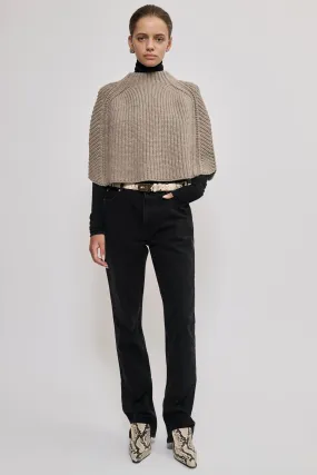 Merino/cashmere poncho beige melange
