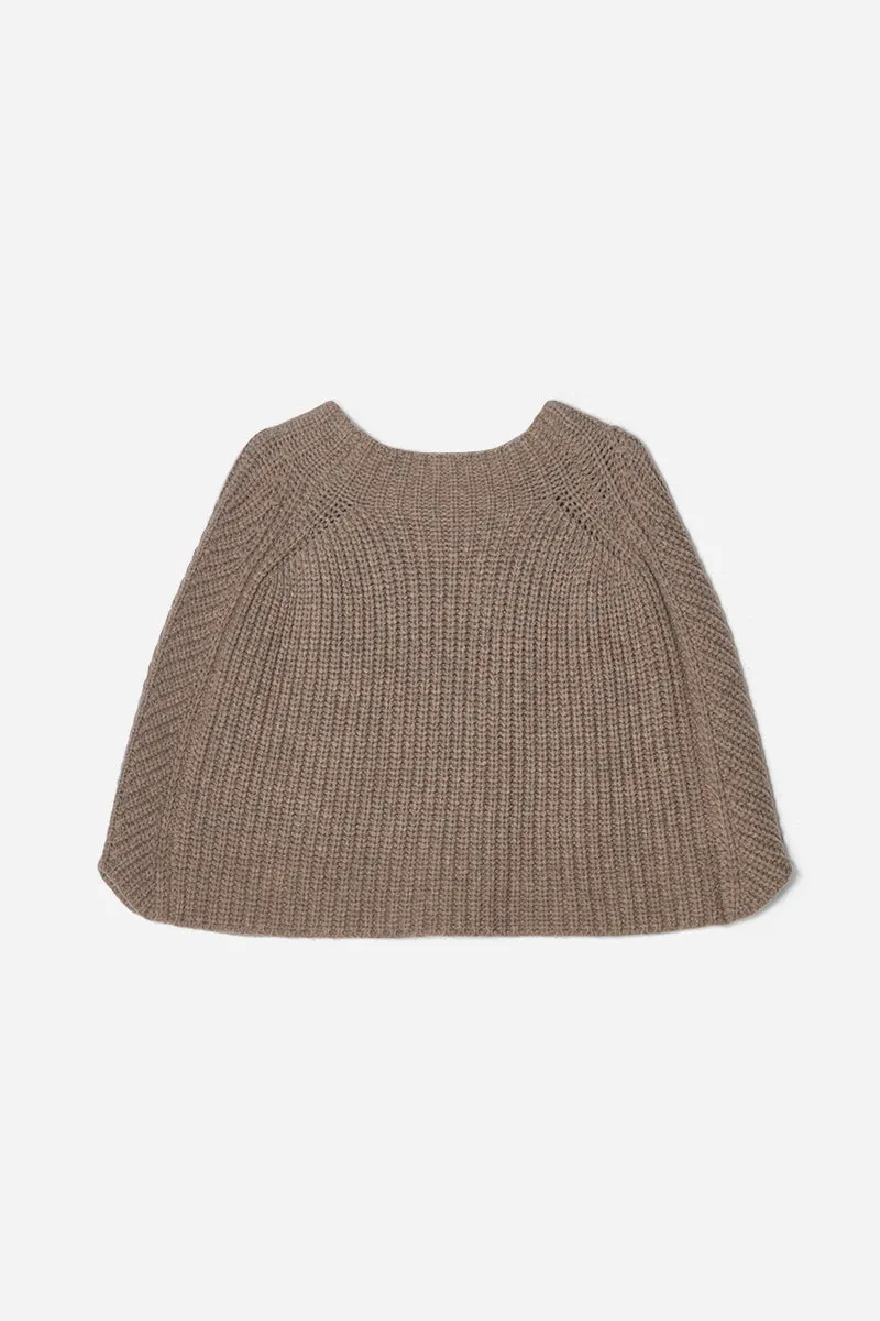 Merino/cashmere poncho beige melange