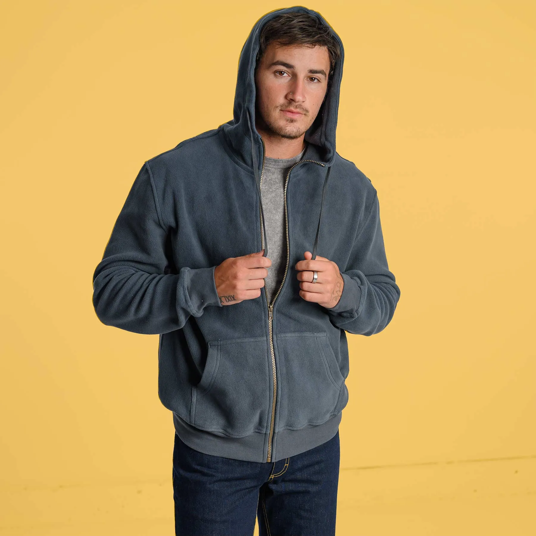 MONT TREMBLANT 100% Organic Cotton Fleece Hooded Zippered Sweatshirt (Unisex)