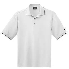 Nike Men's White Dri-FIT Short Sleeve Classic Tipped Polo