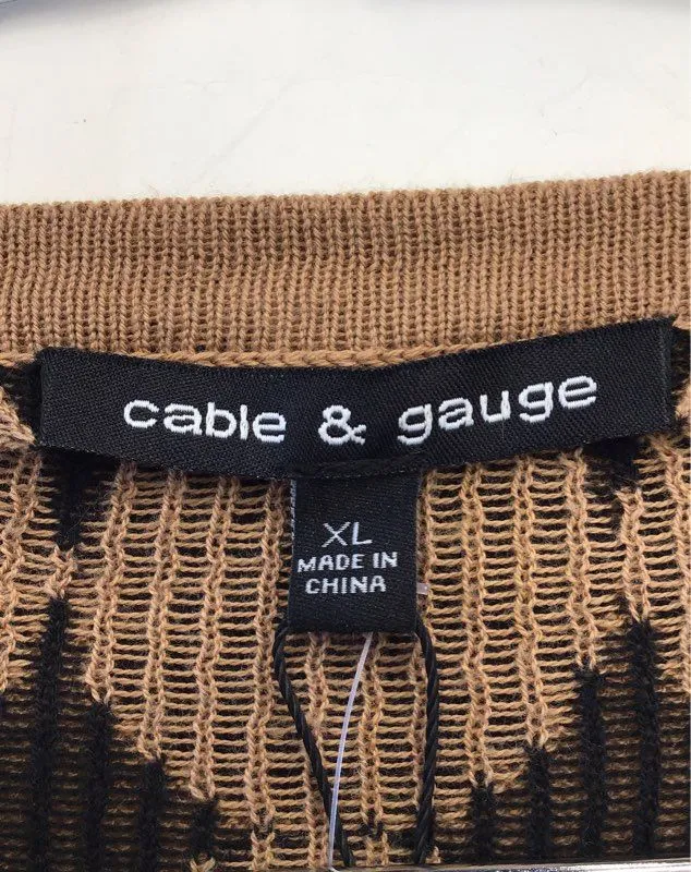 NWT Cable & Gauge Women's Brown Geometric Knitted Cardigan Sweater - Size XL