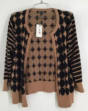 NWT Cable & Gauge Women's Brown Geometric Knitted Cardigan Sweater - Size XL