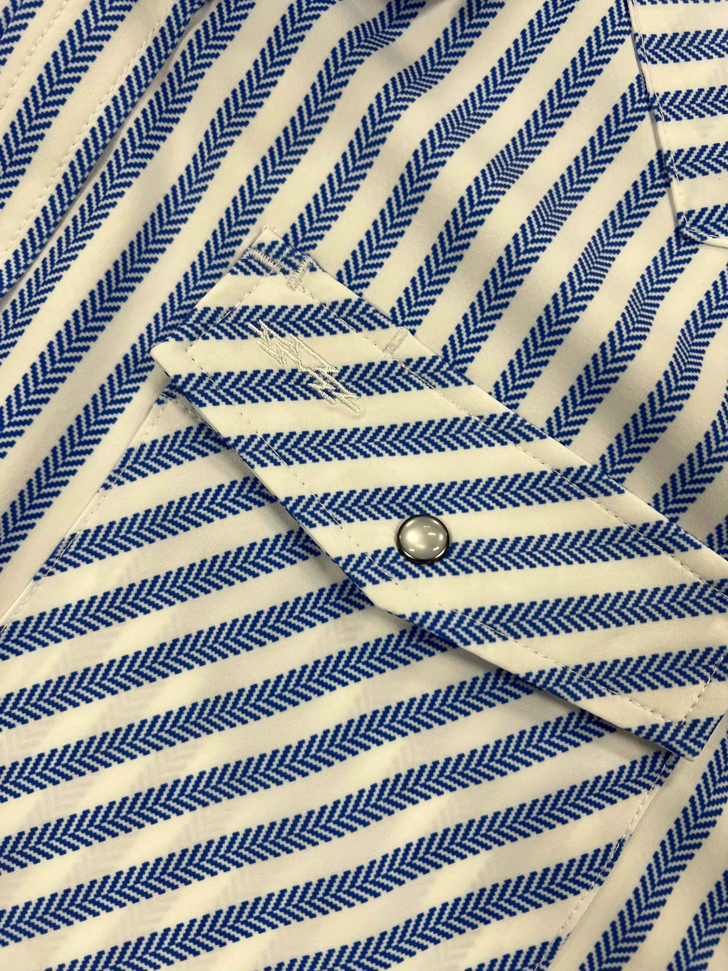 Outpost Performance Blue Stripe Pearl Snap LS Shirt