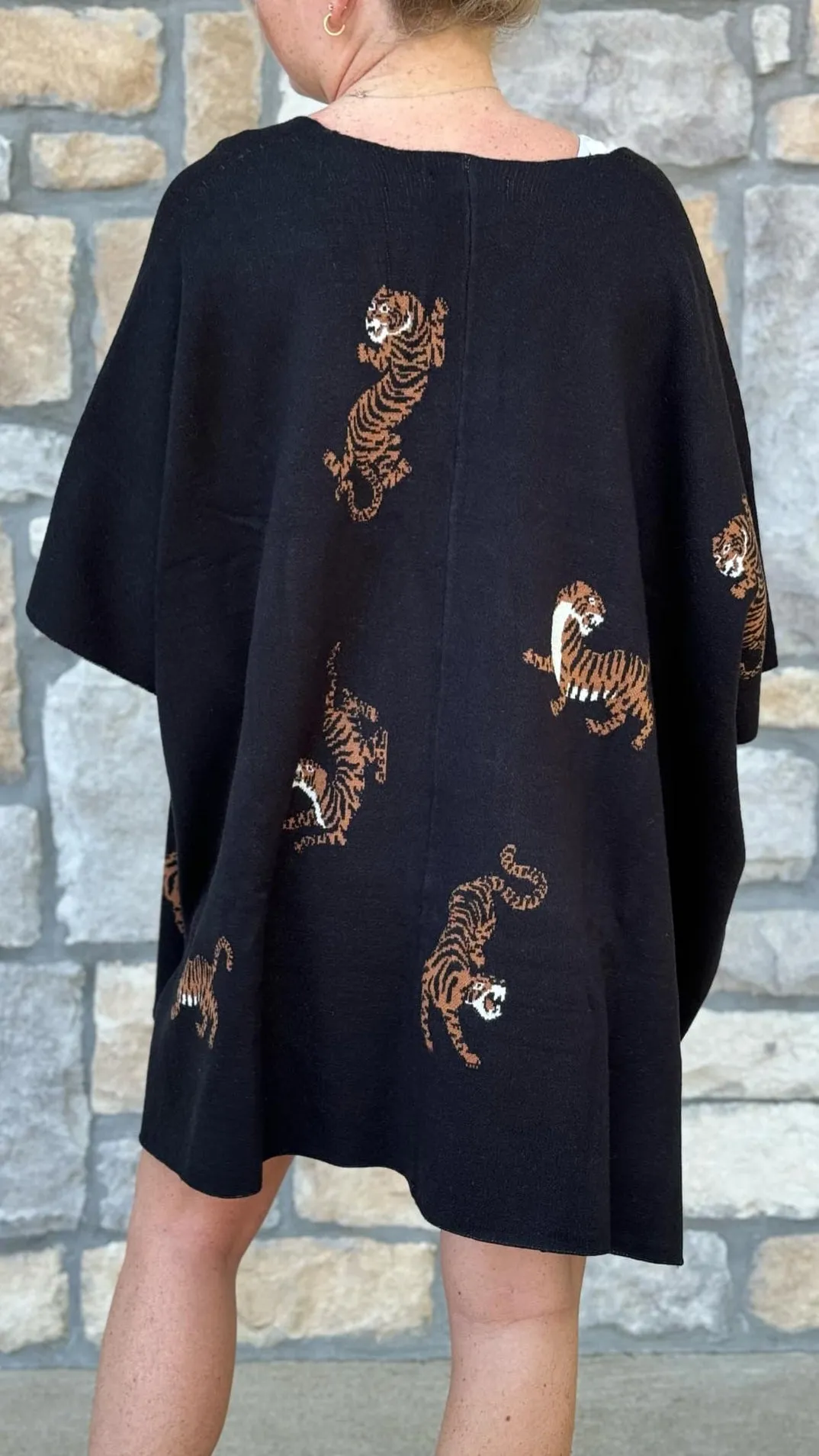 Pattern Poncho Sweater Cardigan