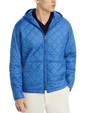 Peter Millar Mens Crown Essex Quilted Hooded Jacket Coat XL Moon Blue