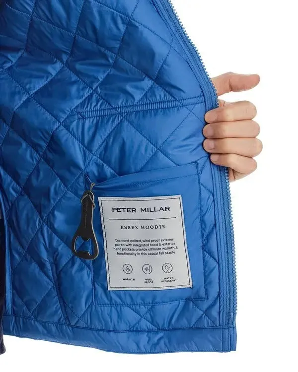 Peter Millar Mens Crown Essex Quilted Hooded Jacket Coat XL Moon Blue