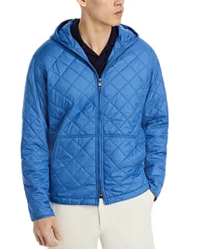 Peter Millar Mens Crown Essex Quilted Hooded Jacket Coat XL Moon Blue