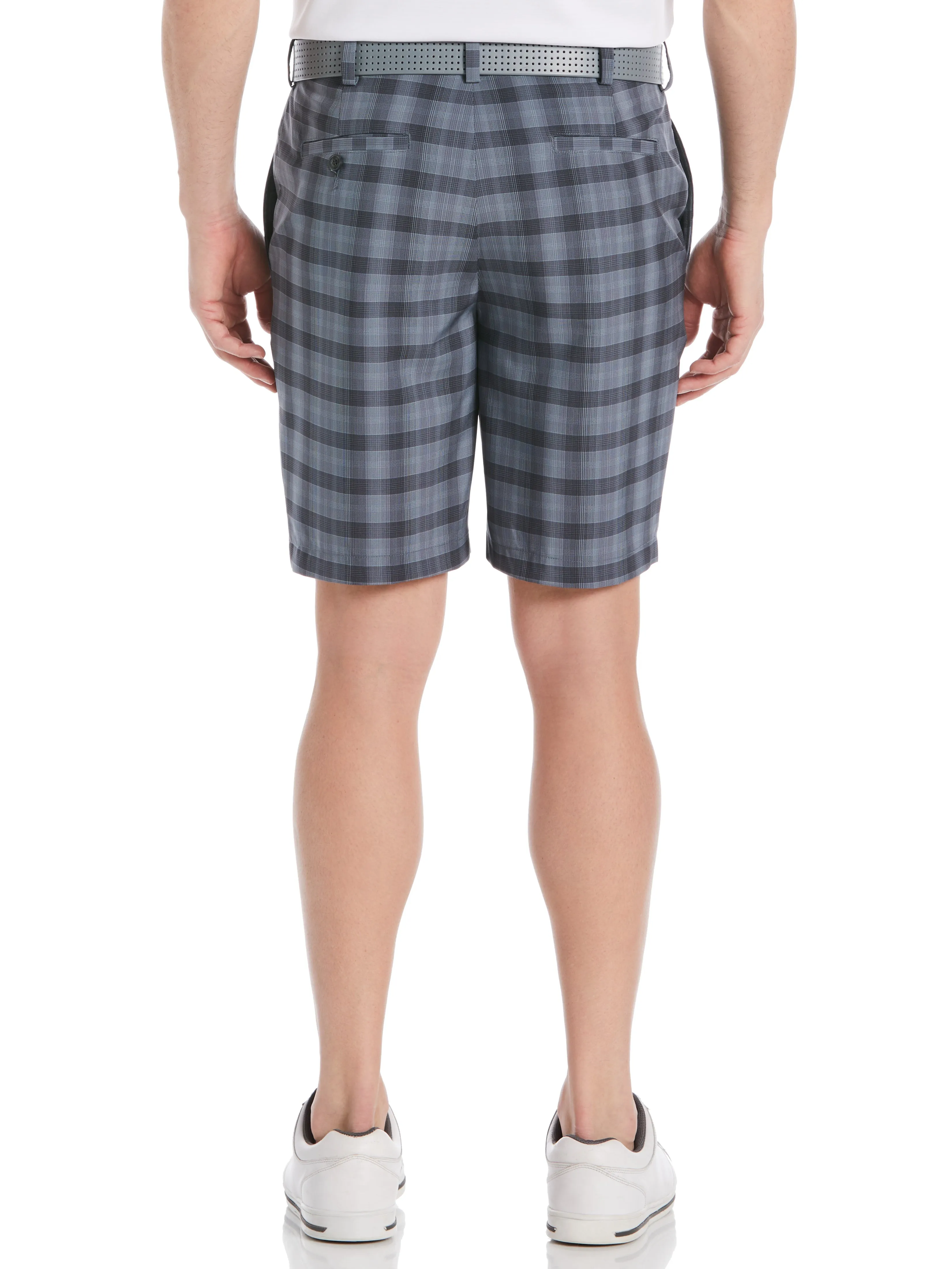 Pga Tour Men's Moisture Wicking Stretch Shadow Plaid 9" Golf Shorts Caviar 42