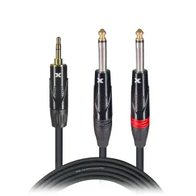 ProX XC-MYP03 3 Ft. Unbalanced 3.5mm. Mini-TRS to Dual TS-M High Performance Audio Y Cable