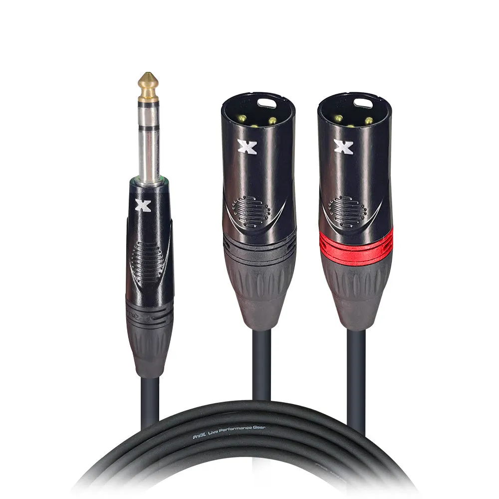 PrOX XC-SYXM03 3 Ft. 1/4" TRS-M Stereo to Dual XLR3-M High Performance Y Cable