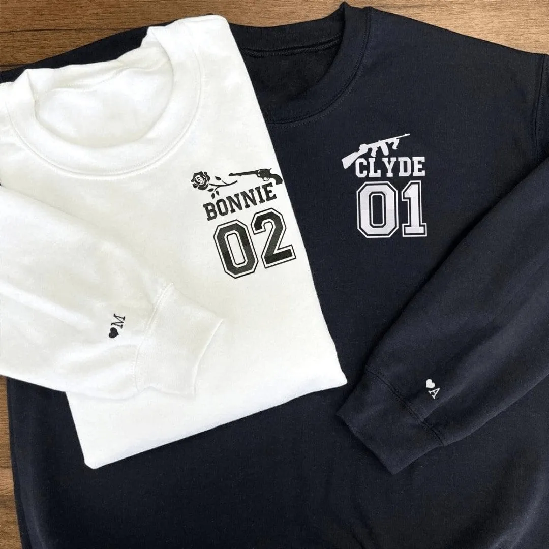 "Bonnie & Clyde" Matching Couple Hoodies - Personalized Embroidered Hoodies For Couples