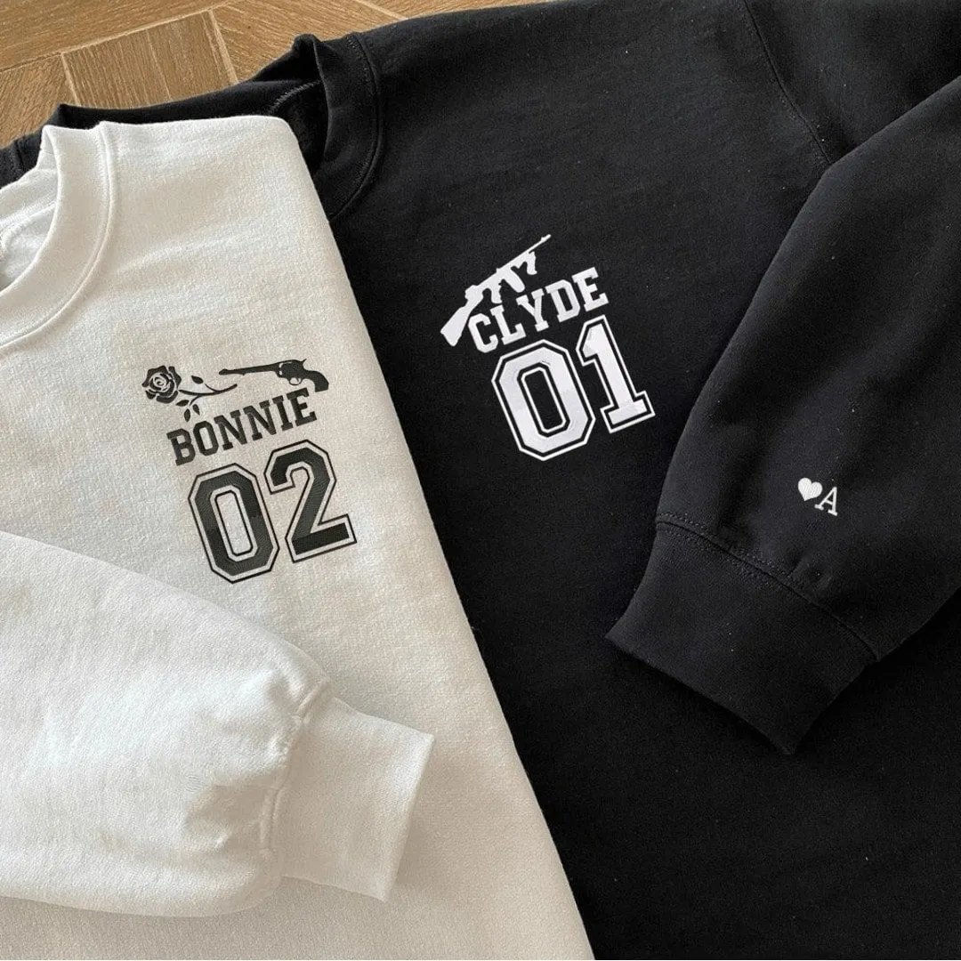 "Bonnie & Clyde" Matching Couple Hoodies - Personalized Embroidered Hoodies For Couples