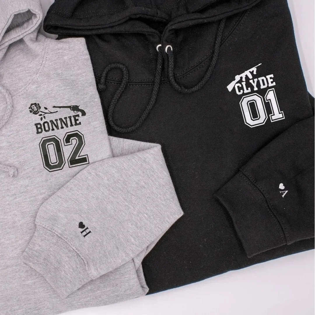 "Bonnie & Clyde" Matching Couple Hoodies - Personalized Embroidered Hoodies For Couples