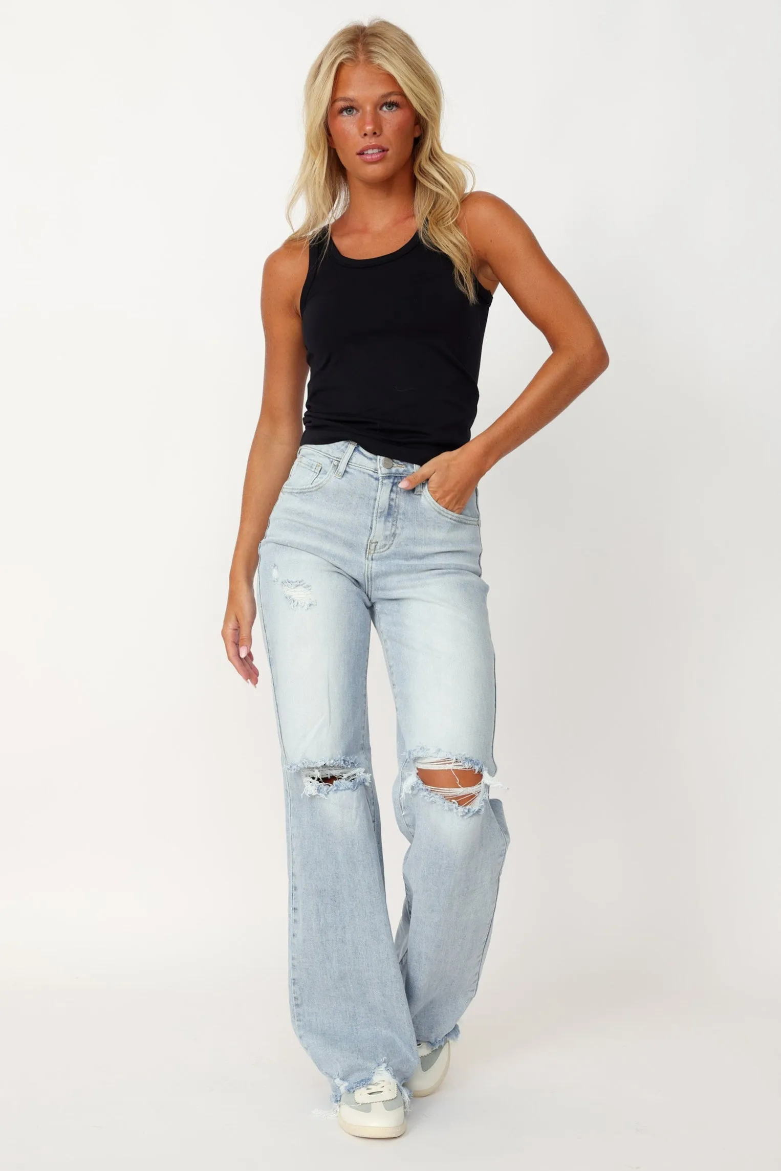 SALE - Seona Risen Distressed Straight Leg Jean