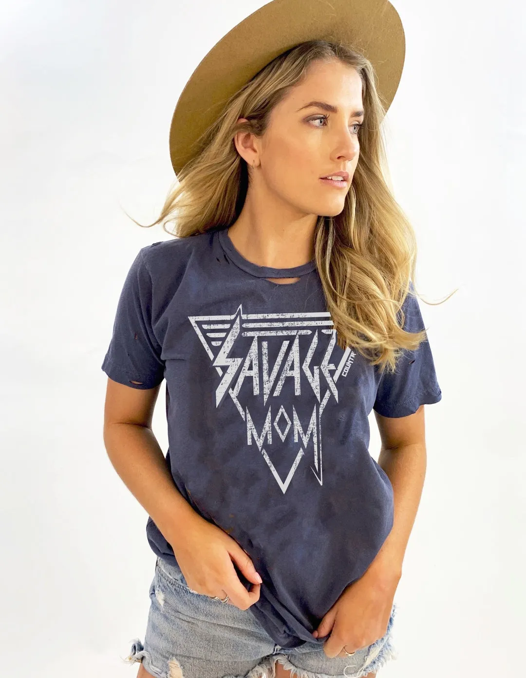 Savage Mom Distressed Tee