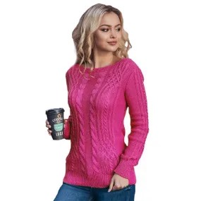 Solid Cable Knitted Pullover Sweater