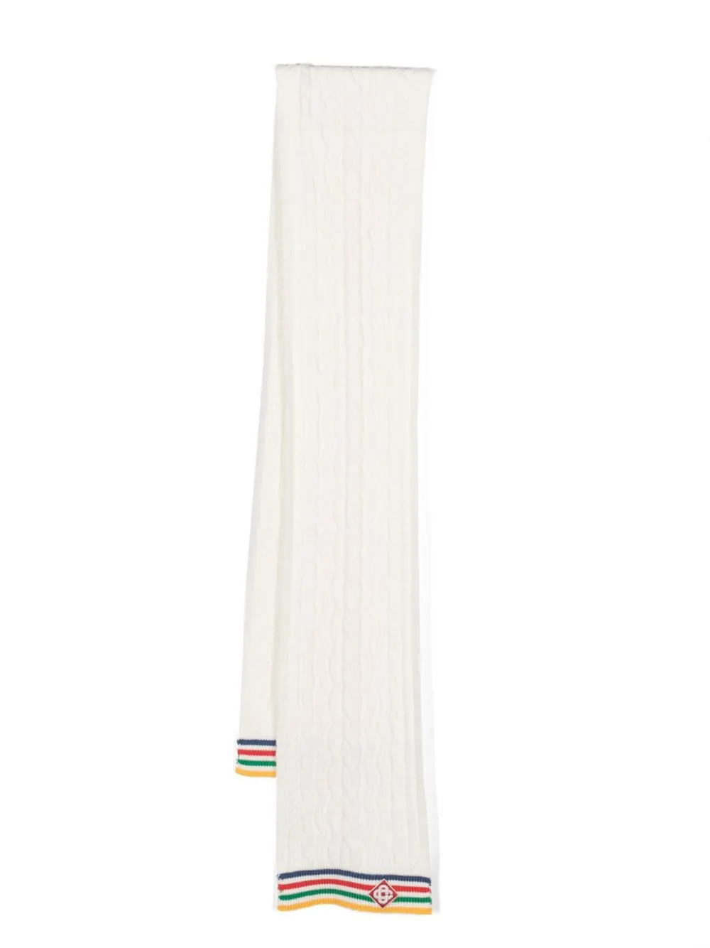 striped cable-knit wool scarf