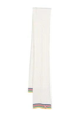 striped cable-knit wool scarf