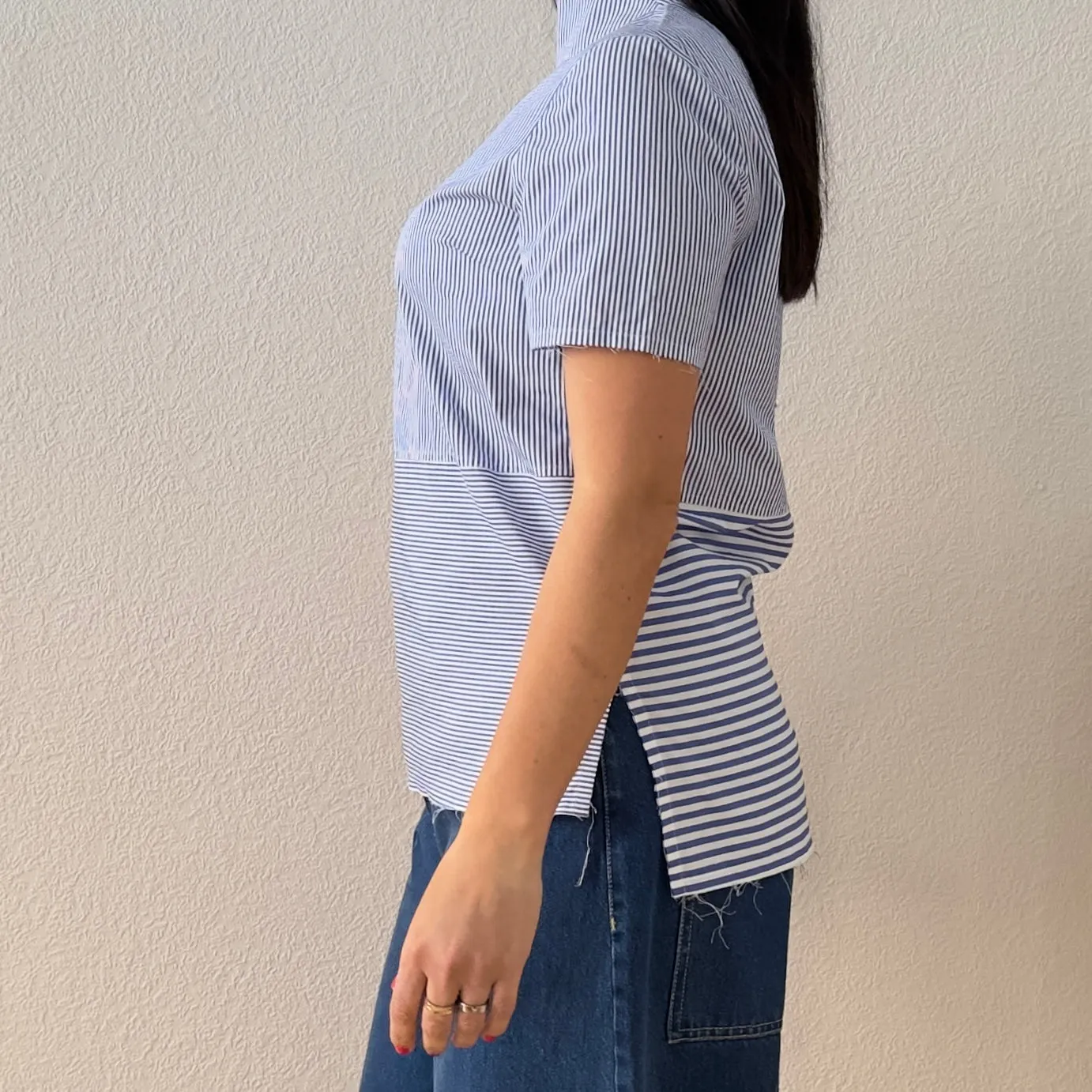 Striped Short Sleeve Shirt - Rika Studios