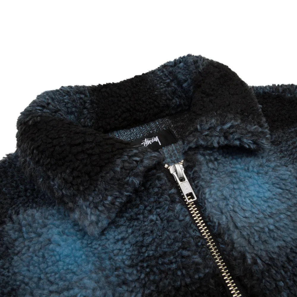 STÜSSY SHADOW PLAID SHERPA ZIP SHIRT // BLUE