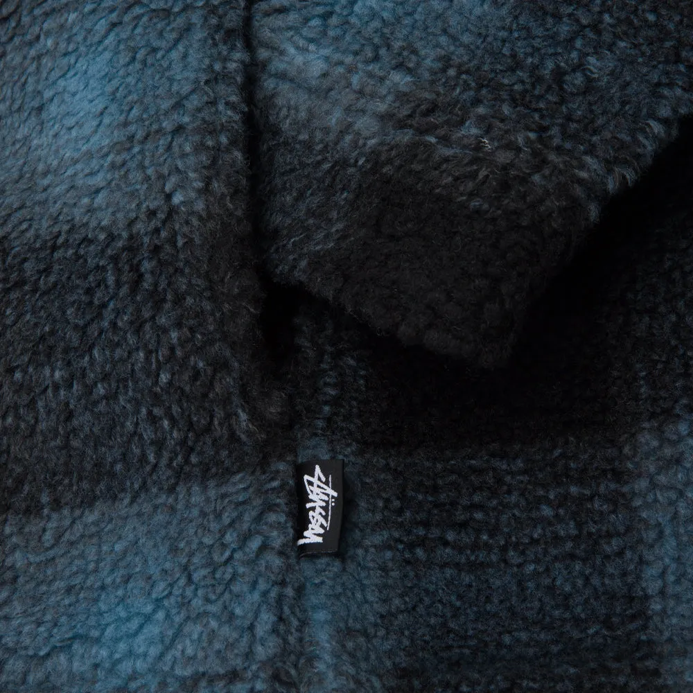 STÜSSY SHADOW PLAID SHERPA ZIP SHIRT // BLUE