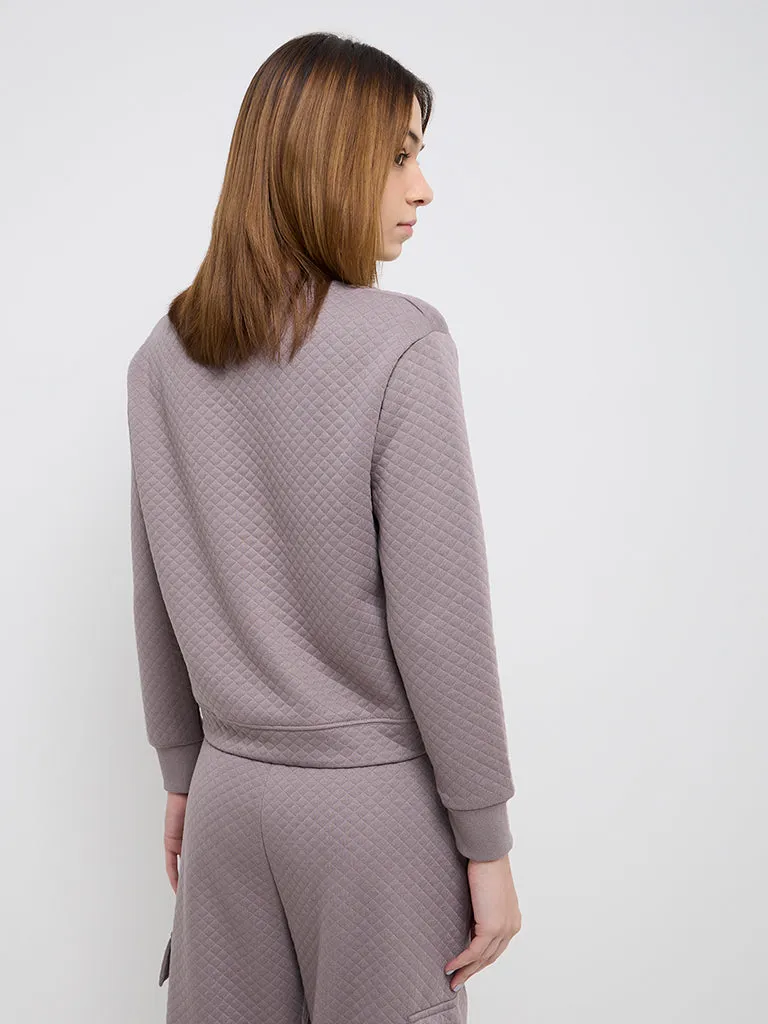 Studiofit Mauve Quilt Textured Sweatshirt