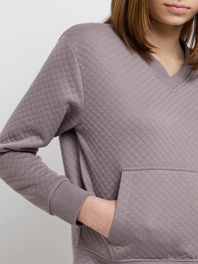 Studiofit Mauve Quilt Textured Sweatshirt