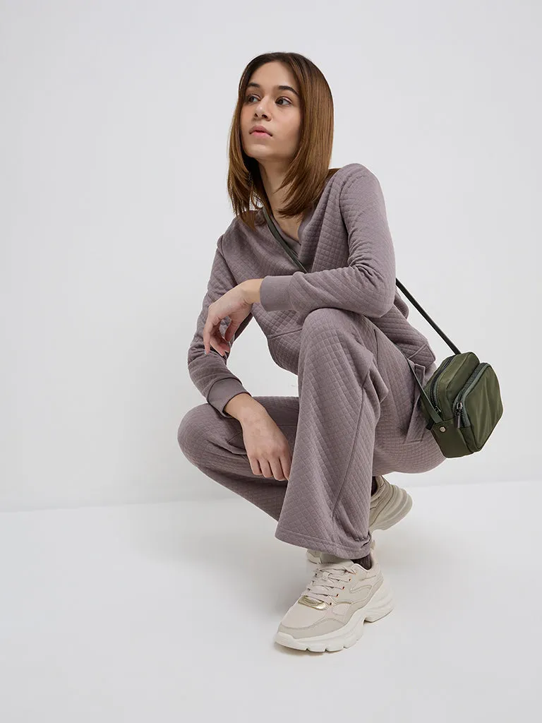 Studiofit Mauve Quilt Textured Sweatshirt