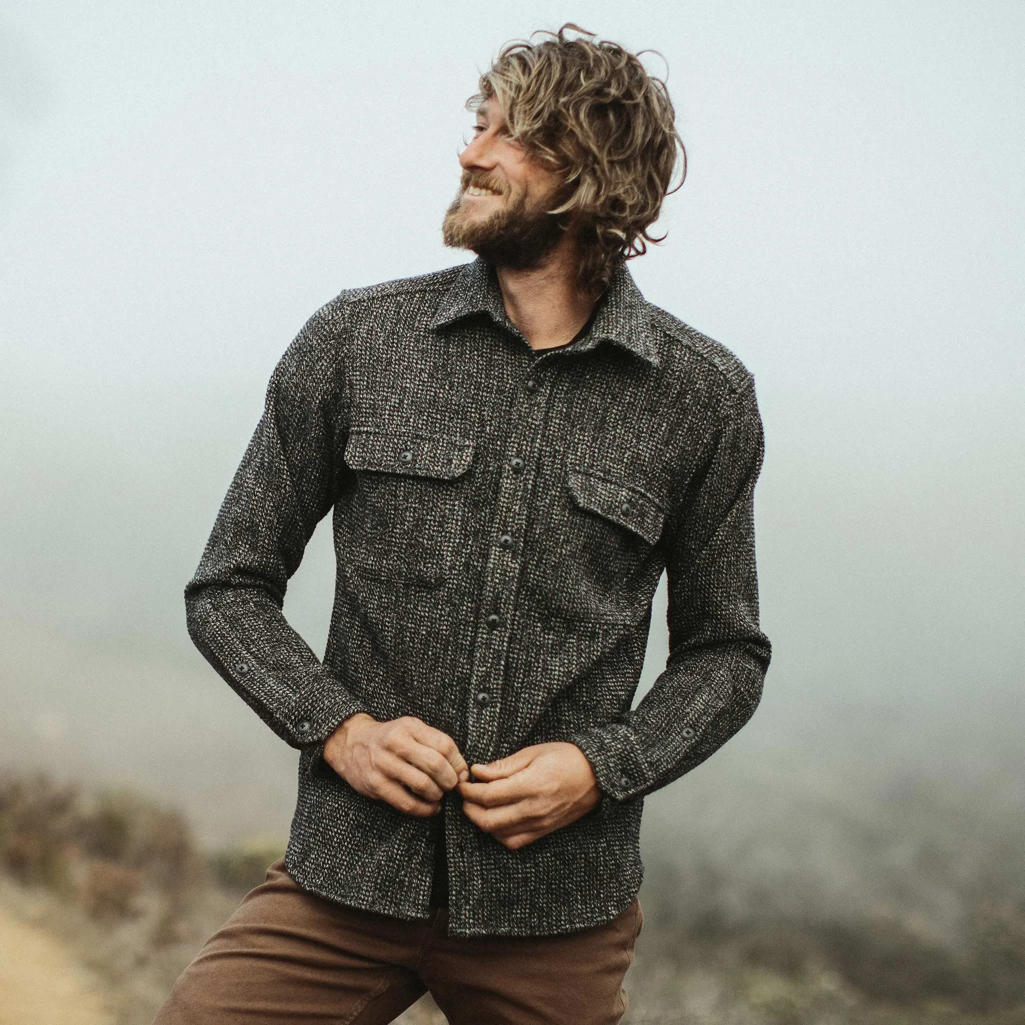 The Summit Shirt in Heather Charcoal Waffle