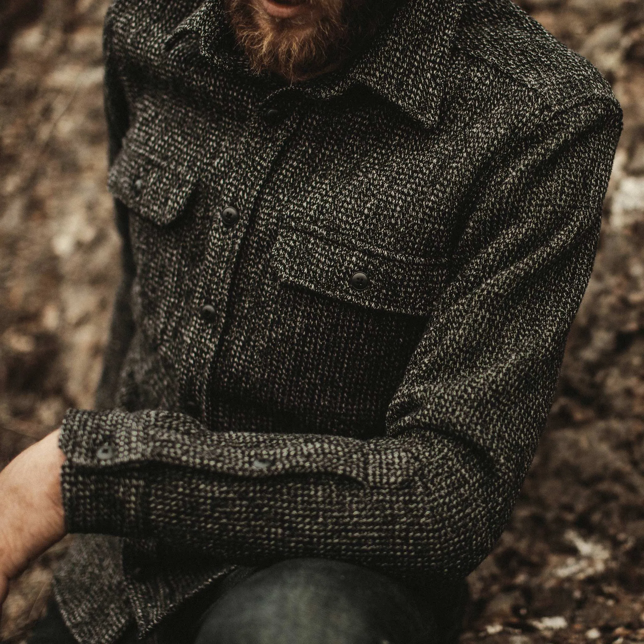 The Summit Shirt in Heather Charcoal Waffle
