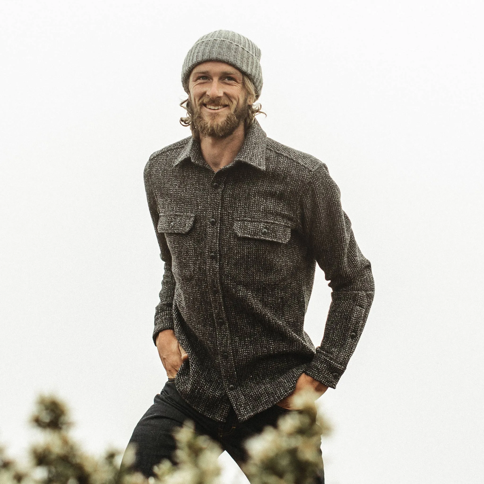 The Summit Shirt in Heather Charcoal Waffle