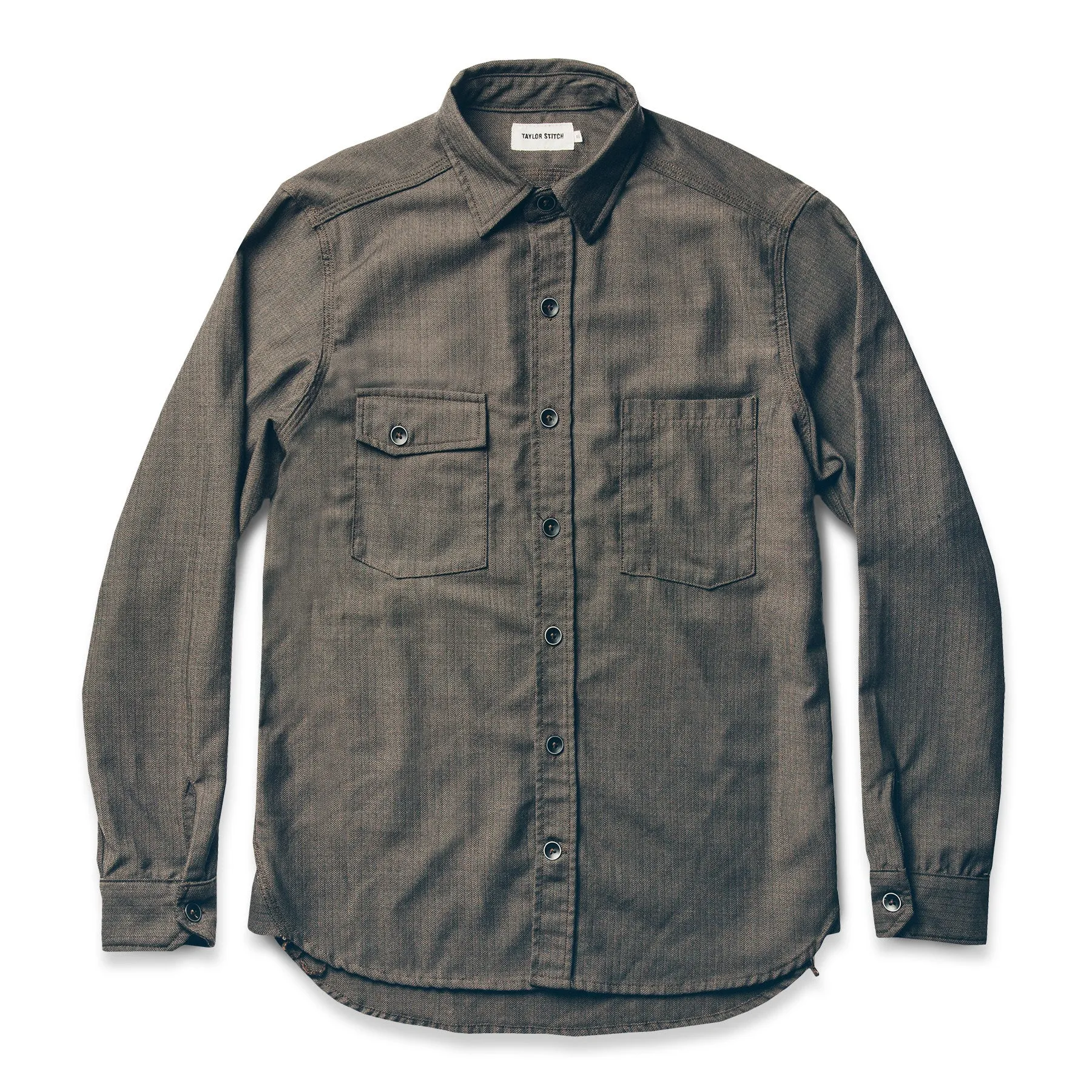 The Utility Shirt in Moss Merino 4S Herringbone