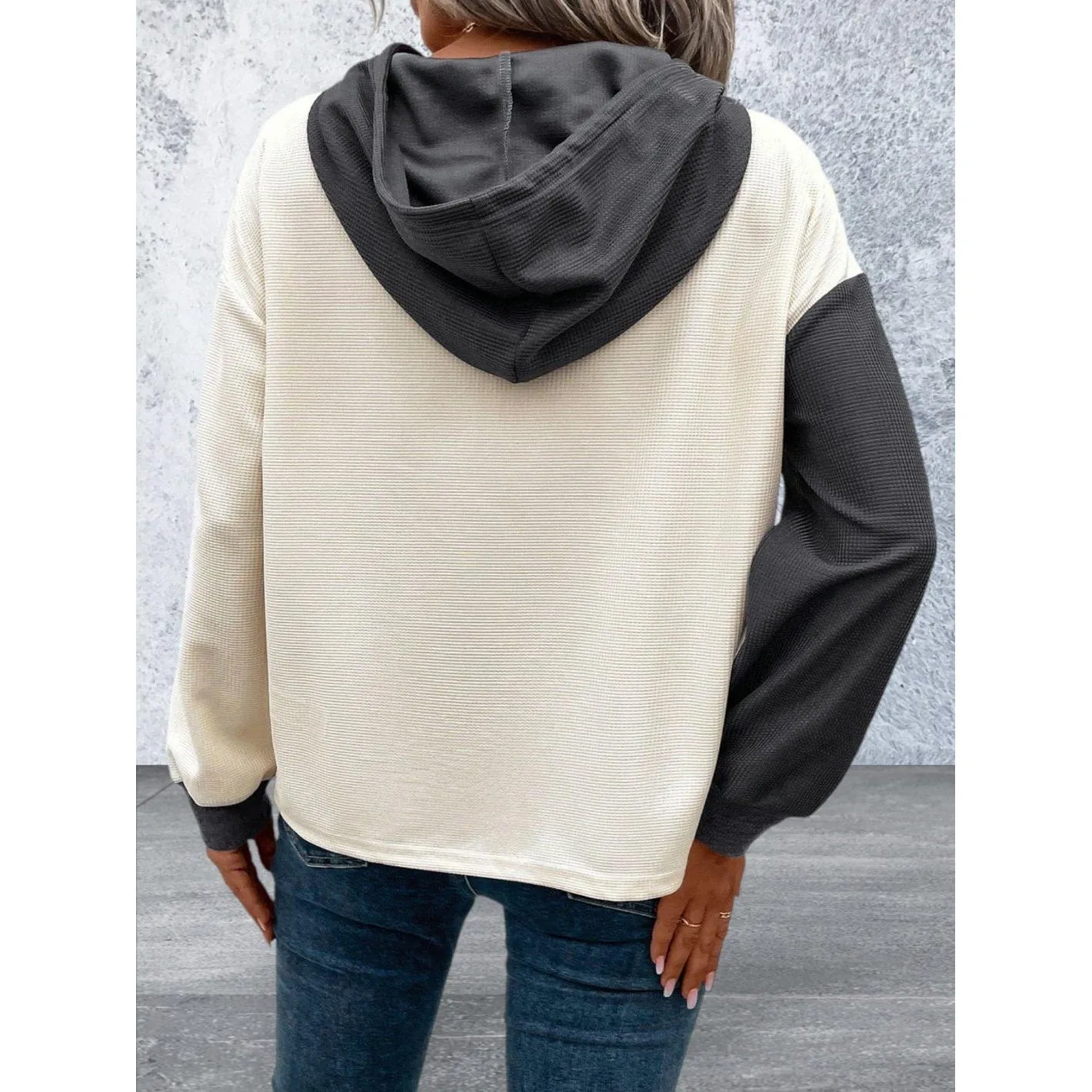 Women's Drop Shoulder Drawstring Hoodie