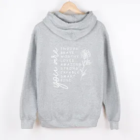 'You Are' Ladies Hooded Grey Sweatshirt